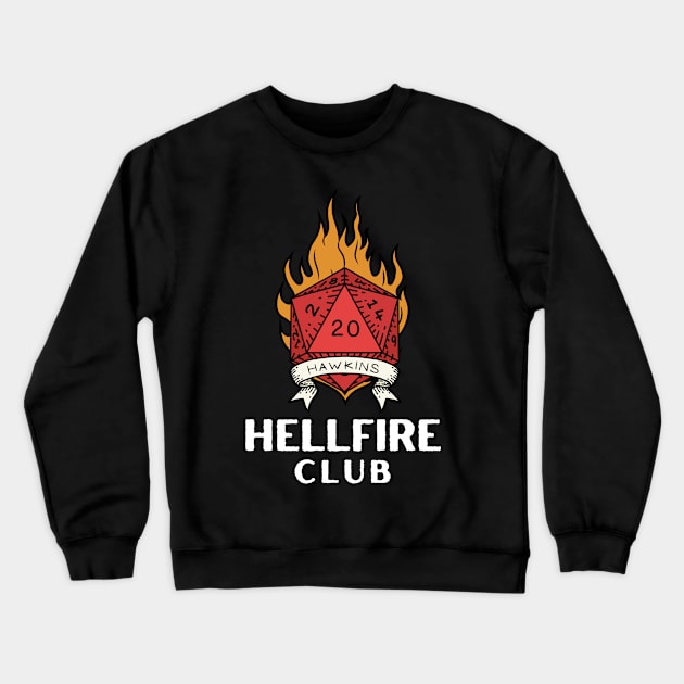 Hellfire Club - Black - D20 on Fire - Hawkins Crewneck Sweatshirt by Fenay-Designs